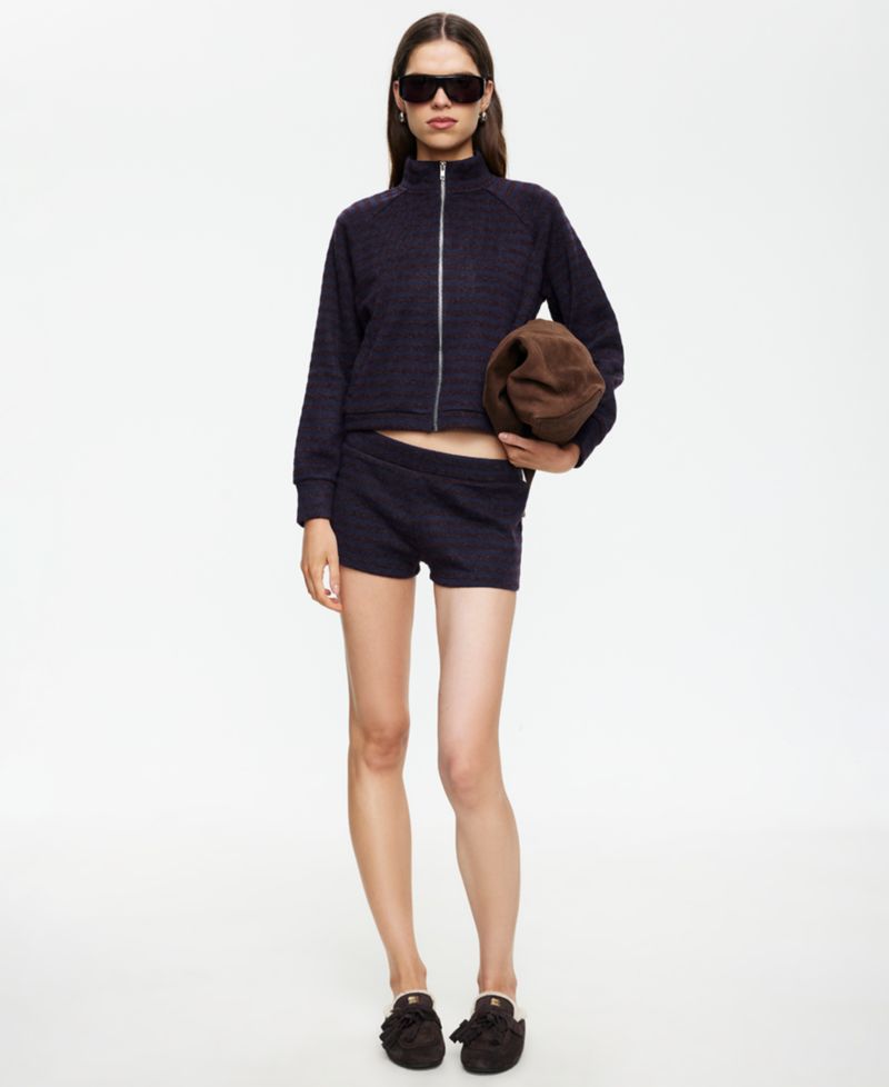 Women's Striped Funnel Neck Jacket