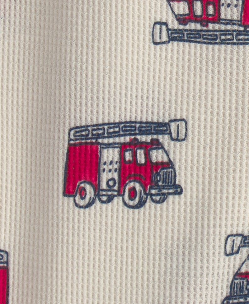 Carters Baby Boys' Firetrucks Thermal Snug Fit Footed Long-Sleeve Pajama