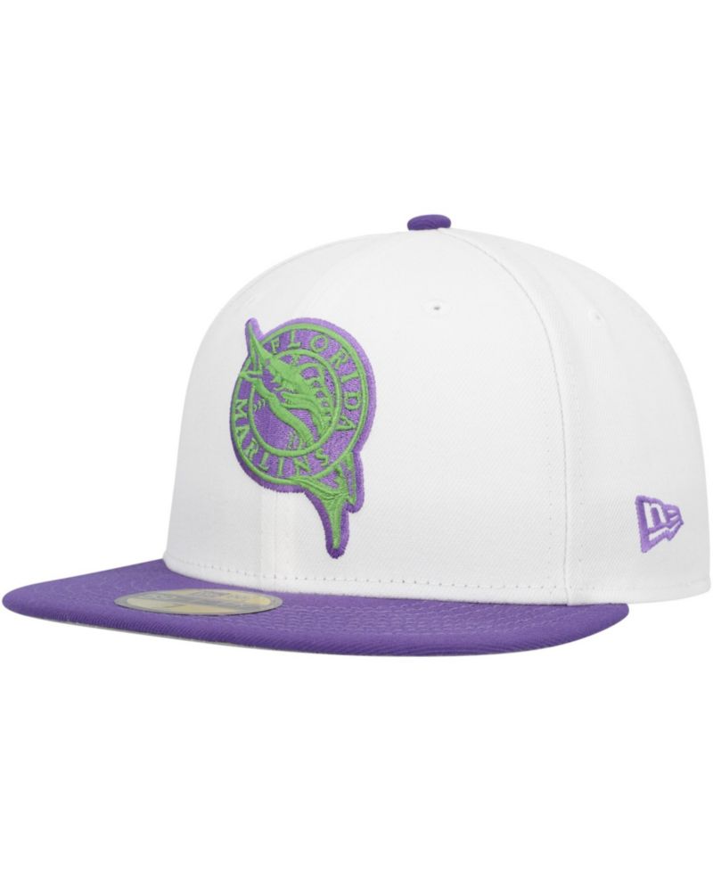 Men's White Florida Marlins Side Patch 59FIFTY Fitted Hat
