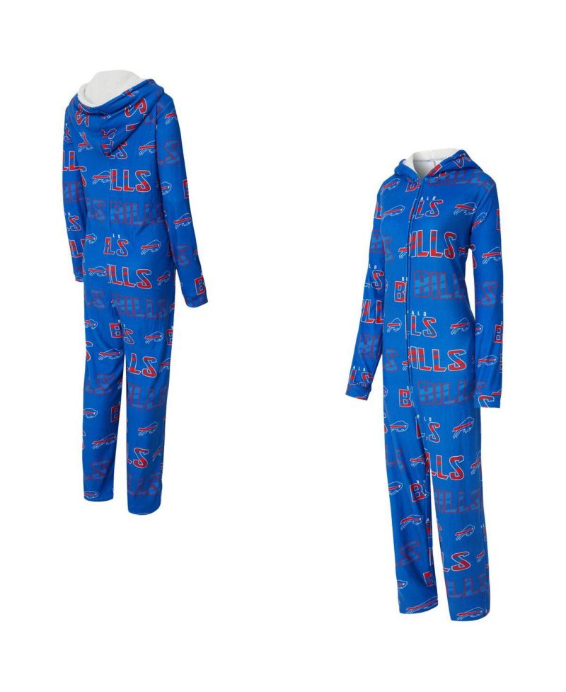 Women's Royal Buffalo Bills Roadway Allover Print Microfleece Full-Zip Union Suit