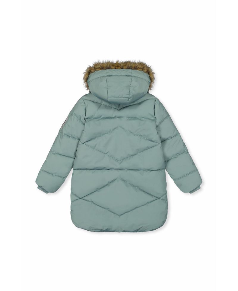 Little and Big Girl ( 6 to 14 ) Long Winter Puffer Coat Sage