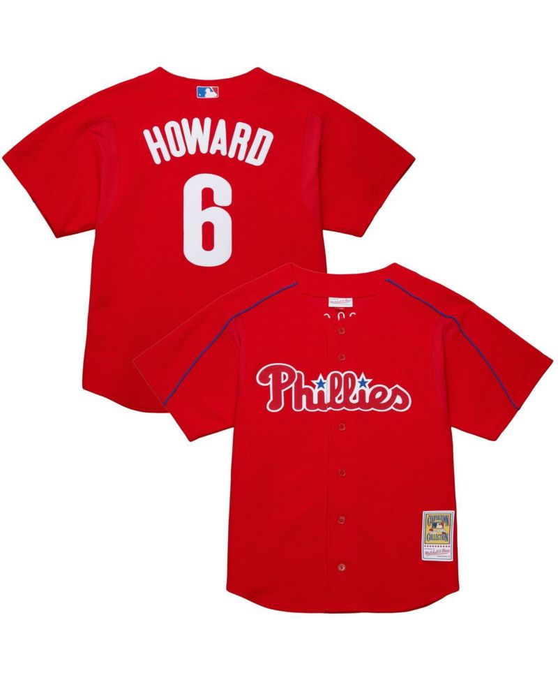 Men's Ryan Howard Red Philadelphia Phillies Cooperstown Collection Batting Practice Jersey