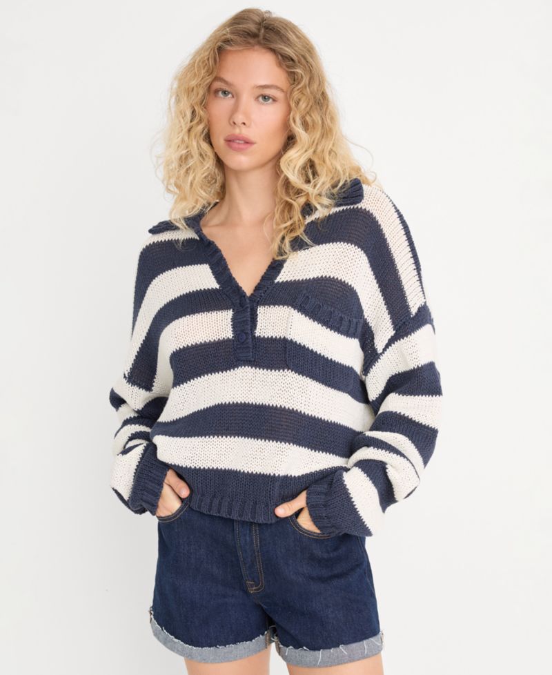 Women's Boxy Henley Sweater
