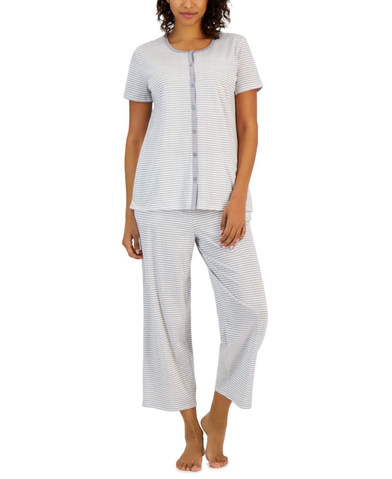 Women's 2-Piece Cotton Printed Cropped Pajama set