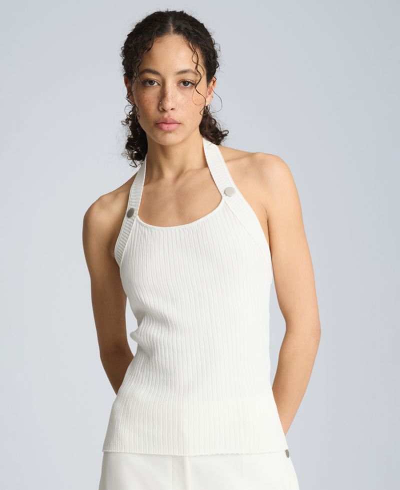 Women's Halter Neck Grommet Sweater Tank Top