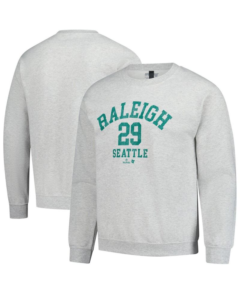 Men's and Women's Cal Raleigh Heather Gray MLBPA Player Name & Number Sweatshirt