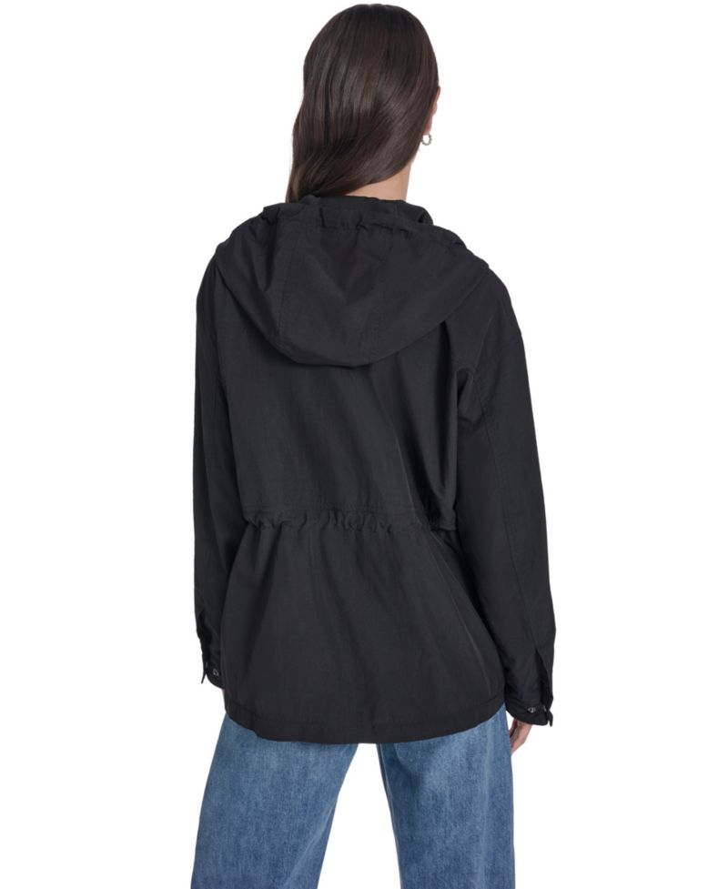 Women's Cinch-Waist Hooded Rain Anorak Jacket