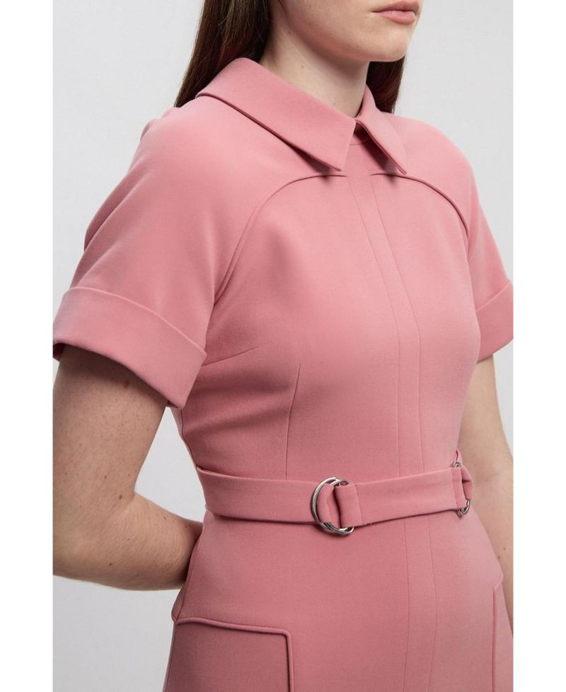 Women's Stretch Tab Detail Full Midi Dress