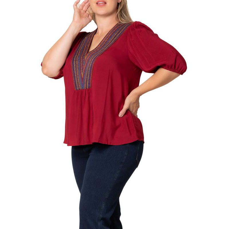 Plus Size Tacoma Trim Neckline Women's Top