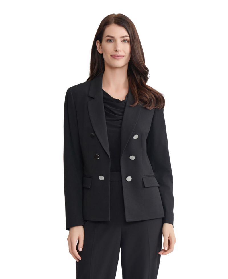 Women's Notch Collar Double Breasted Stretch Blazer