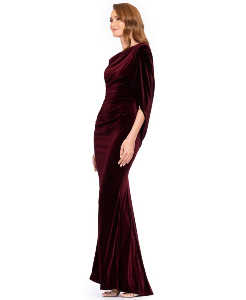 Women's Velvet Draped Back Long Dress