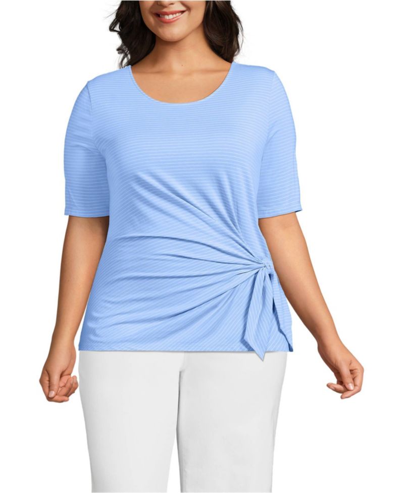 Plus Size Lightweight Jersey Tie Front Top