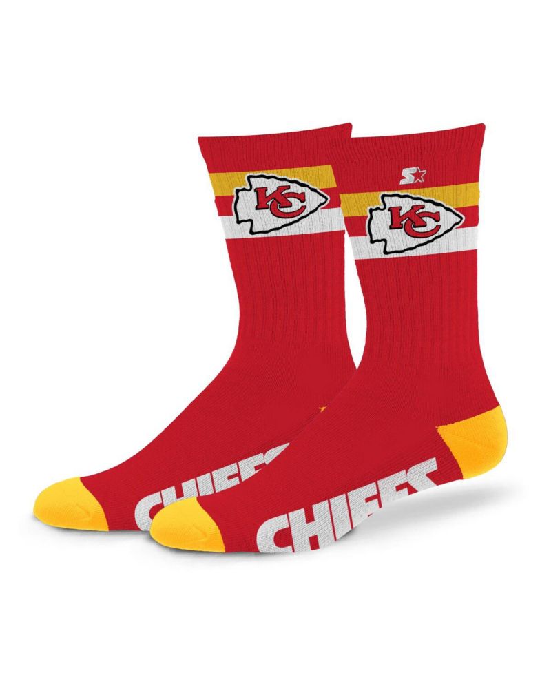 Men's and Women's Kansas City Chiefs Team Color Two-Stripe Crew Socks