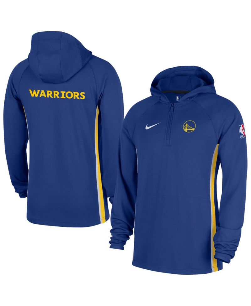 Men's Blue Golden State Warriors Authentic On Court Zone Quarter-Zip Dri-FIT Hoodie Jacket