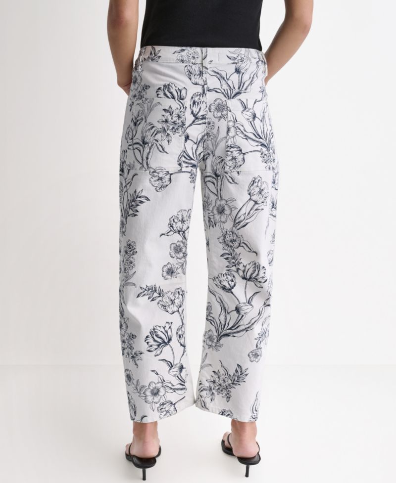 Women's Printed Flat-Front Barrel Leg Jeans