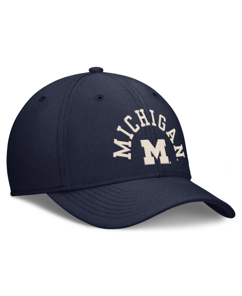 Men's Navy Michigan Wolverines Campus Prep Chained & Arched Swooshflex Flex Hat