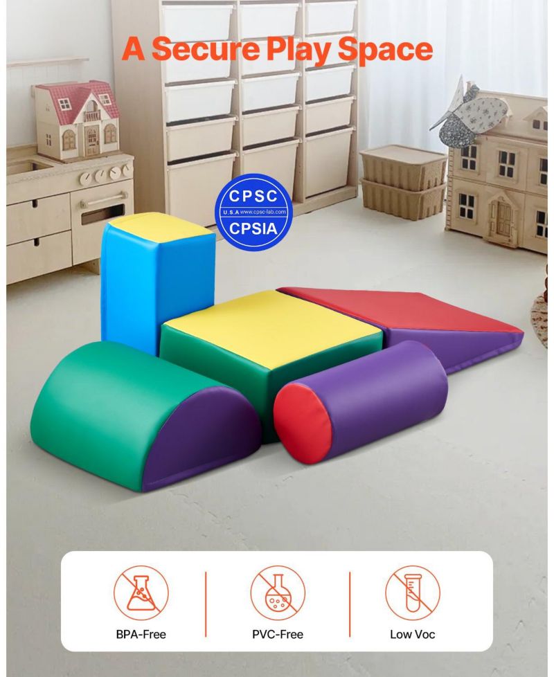 Foam Climbing Toys, 5-Piece Set, PU Leather Soft Play Blocks, Indoor Climb & Crawl Set, Easy Clean, 6M-3Y