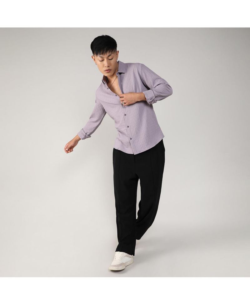 Men's Lavender Textured Weave Shirt