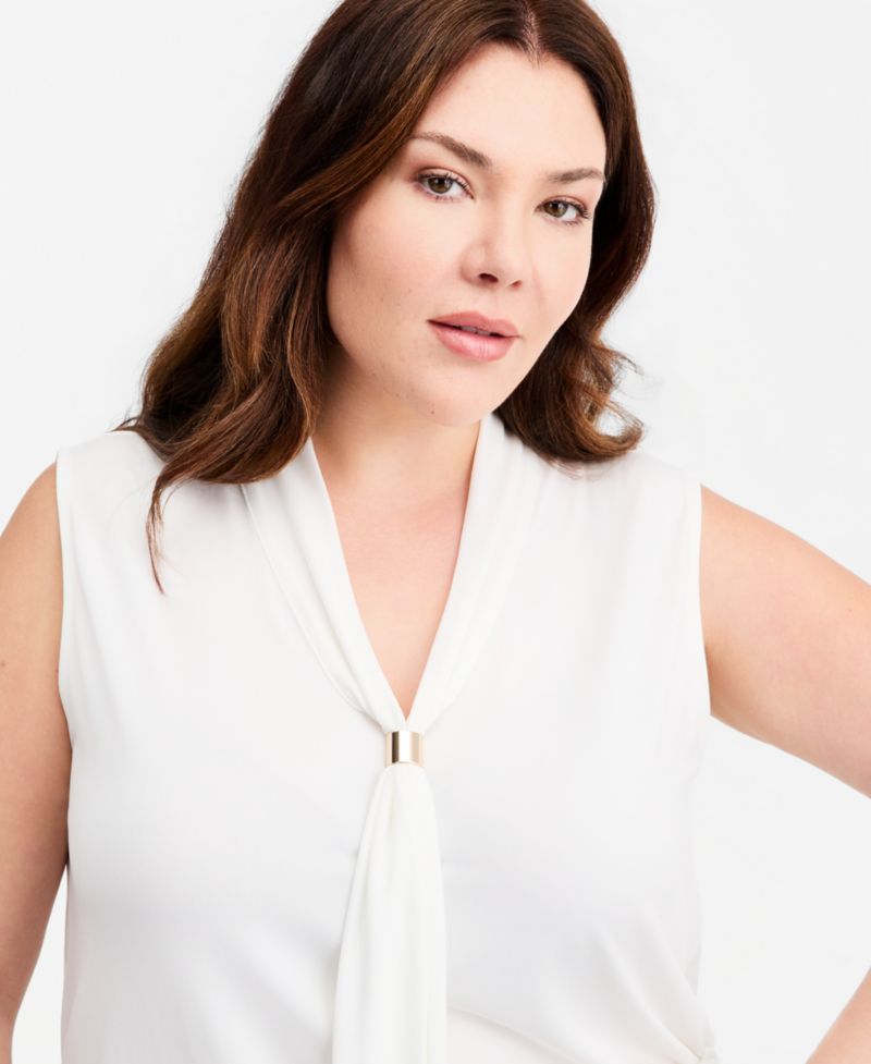 Plus Size Tie-Neck Sleeveless Top