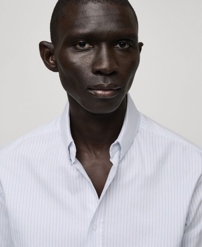 Men's Slim-Fit Kodak-Striped Cotton Shirt