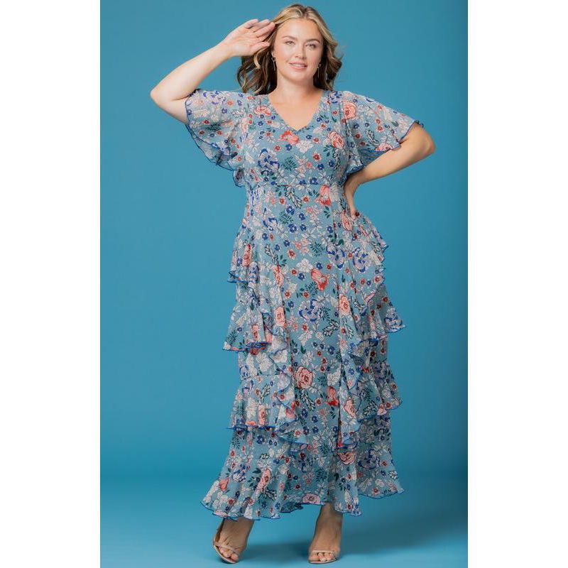 Plus Size Tour de Flounce Evening Gown