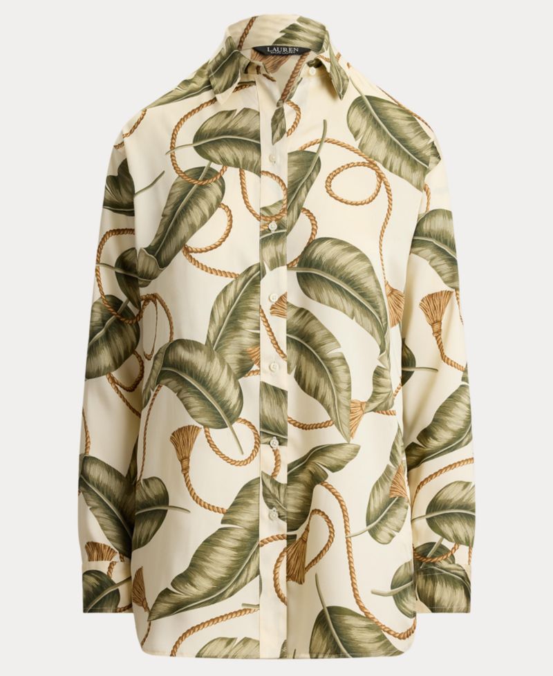 Women's Point Collar Rope-Print Twill Shirt
