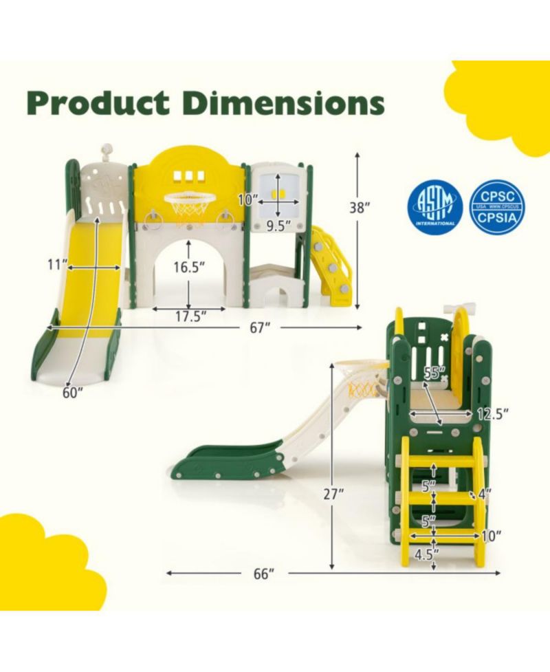 Toddler 10-in-1 Slide and Climber Playset