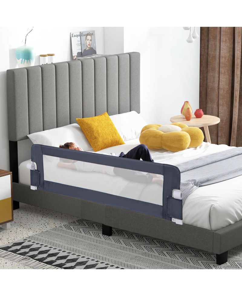 Baby Bed Rail Guard with Adjustable Strap and Fold-Down Design for Easy Access