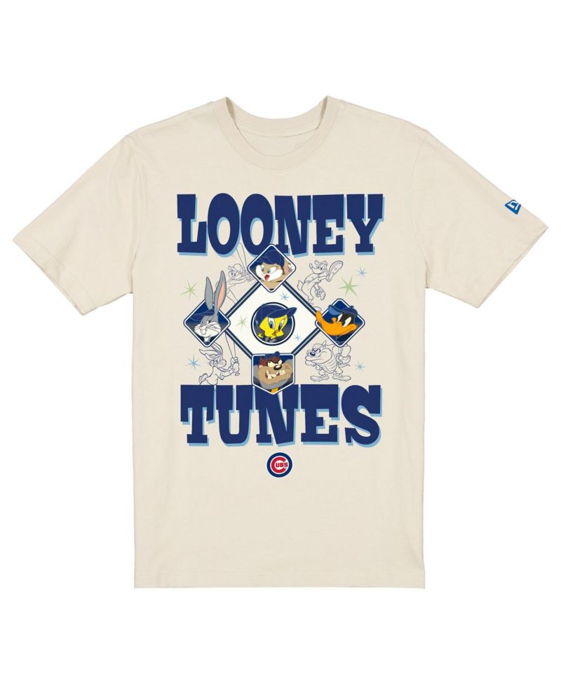 Men's and Women's Cream Chicago Cubs Looney Tunes T-Shirt