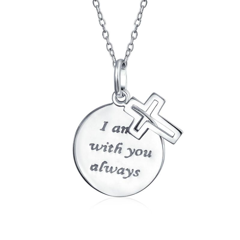 Spiritual Christian Eternal Circle Cross Pendant Necklace Sterling Silver