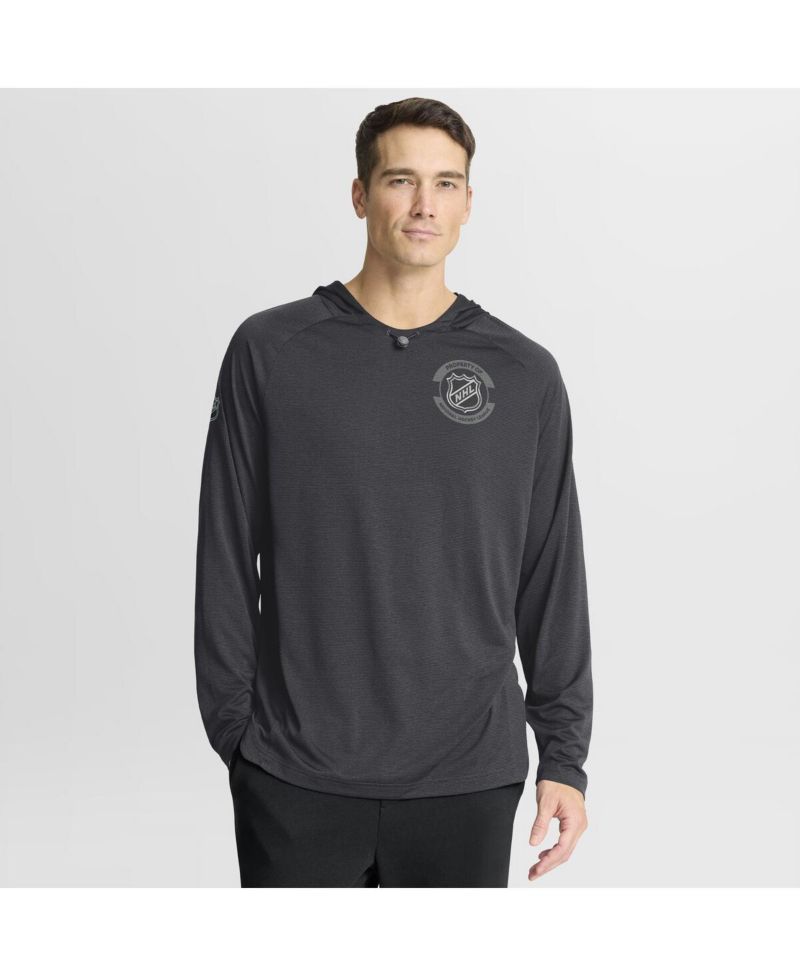 Men's Charcoal NHL-Logo Authentic Pro Rink Raglan Hoodie