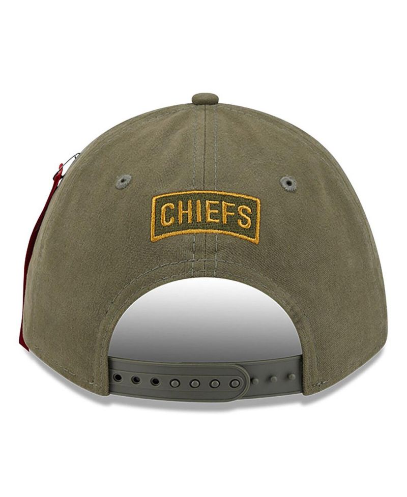 x Alpha Industries Men's Olive Kansas City Chiefs A-Frame 9FORTY Adjustable Hat