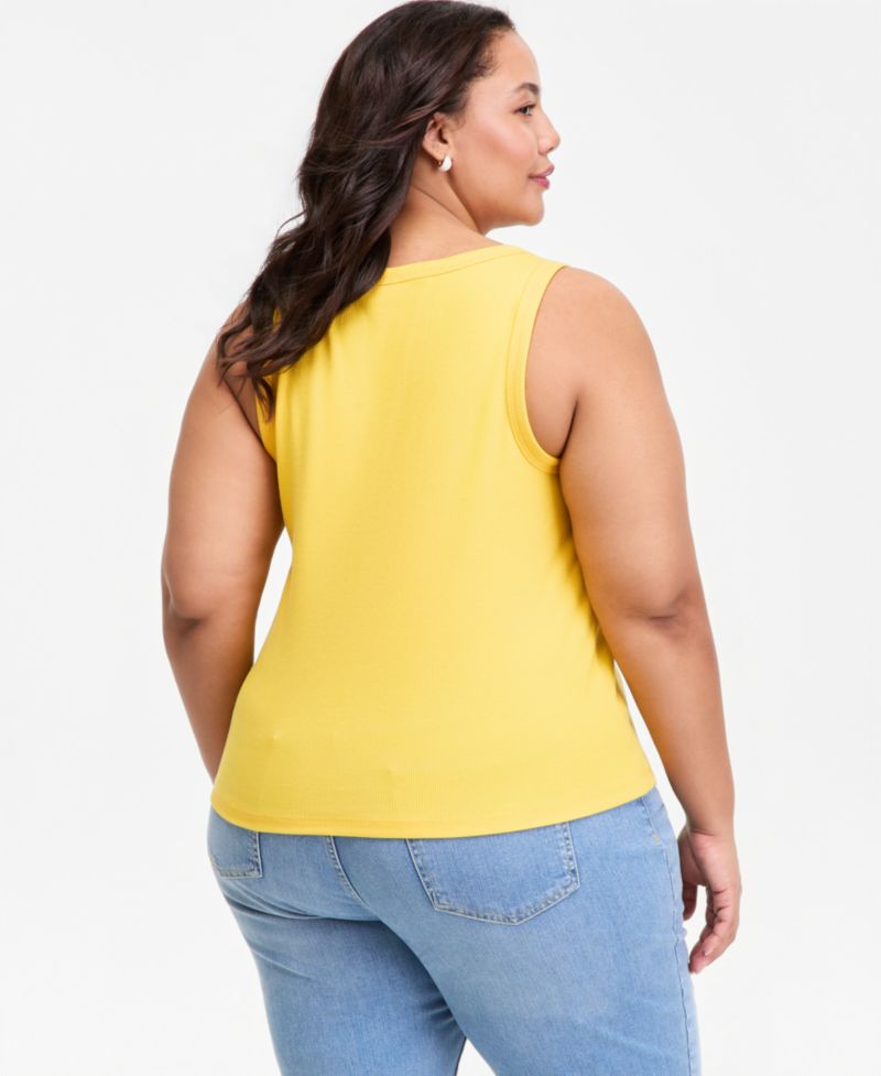 Plus Embroidered Boatneck Tank Top