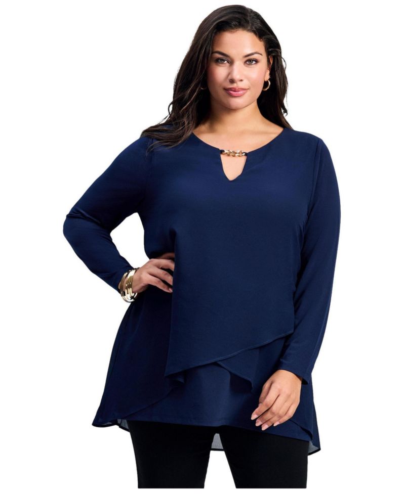 Women's Plus Size Fantasia Overlay Chain Tunic