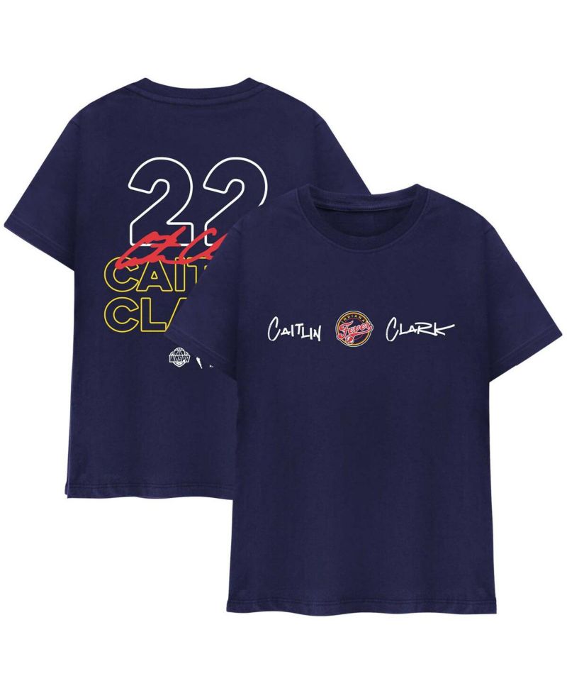 Men's and Women's Caitlin Clark Navy Indiana Fever Player Signature T-Shirt