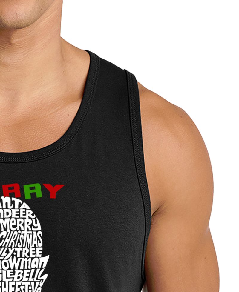 Men's Gingerbread Man Merry Christmas Word Art Graphic Tank Top