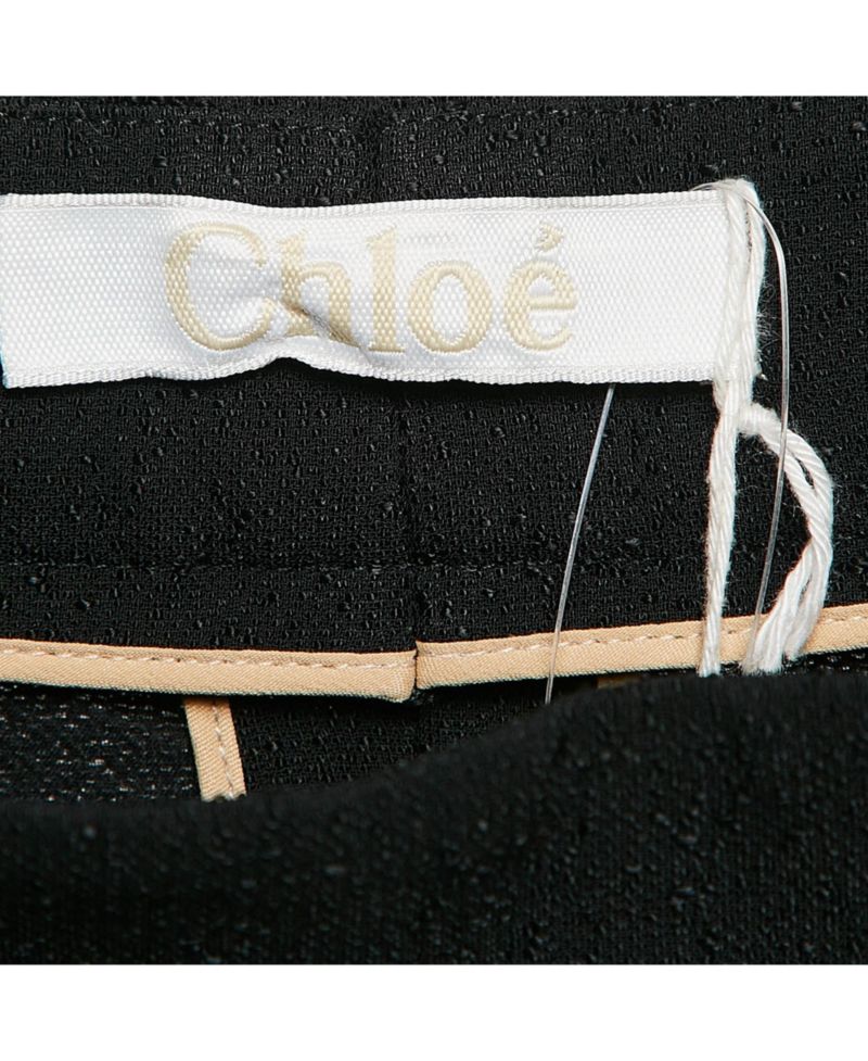 Women's Black Textured Crepe Pleats Detail Trousers