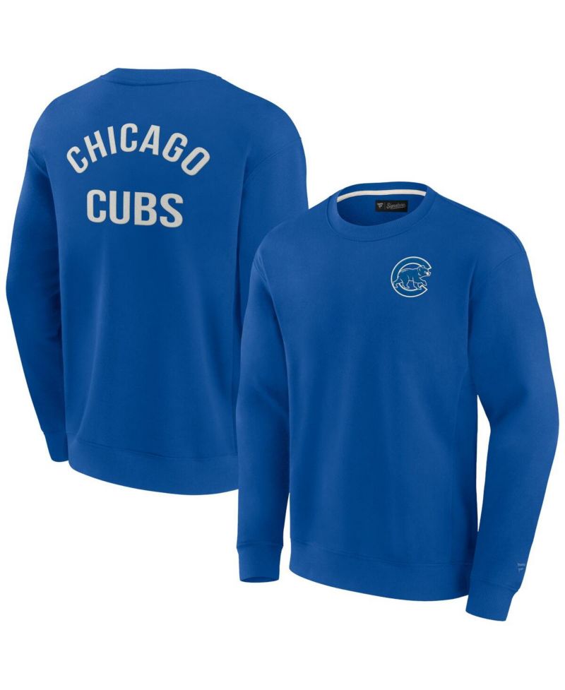 Men's and Women's Royal Chicago Cubs Super Soft Pullover Crew Sweatshirt