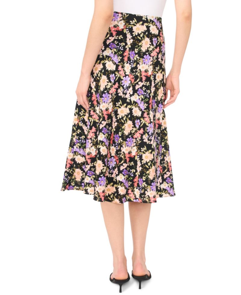 Women's Linen-Blend Floral Midi Skirt