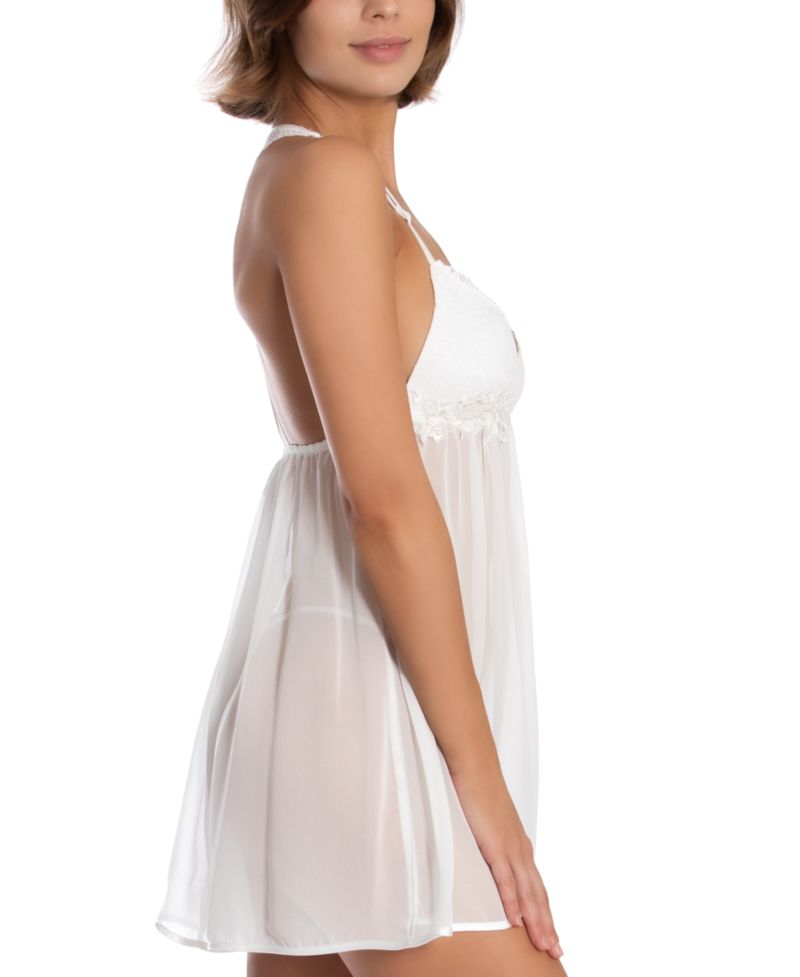 Juliet Lace-Trim Chiffon Babydoll Chemise Nightgown Lingerie
