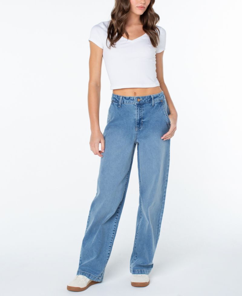Juniors' High-Rise Relaxed Trouser Jeans