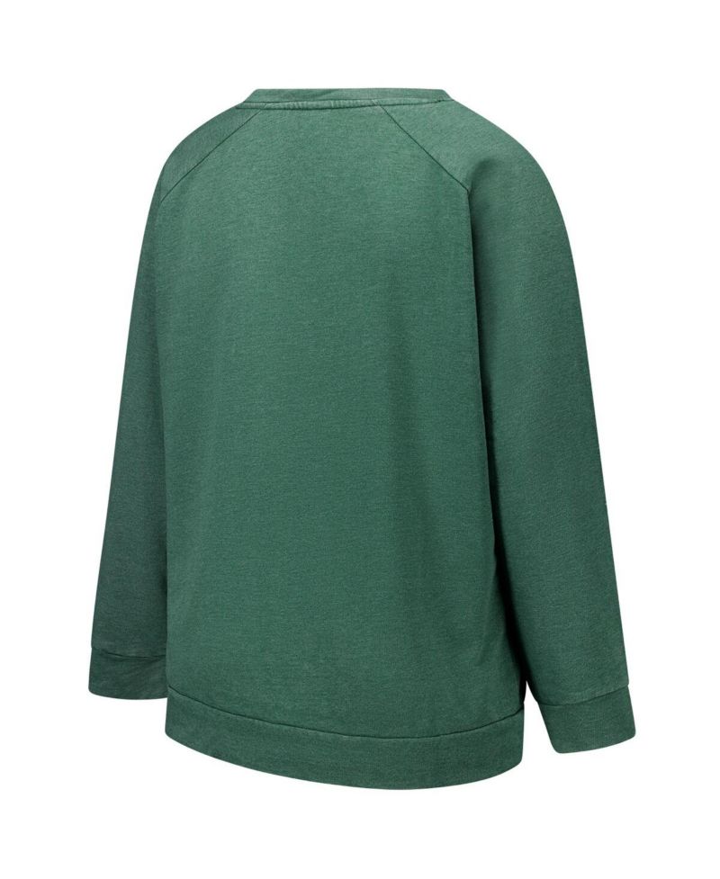 Women's Heather Green New York Jets Plus Size Acid Wash Raglan Sweatshirt