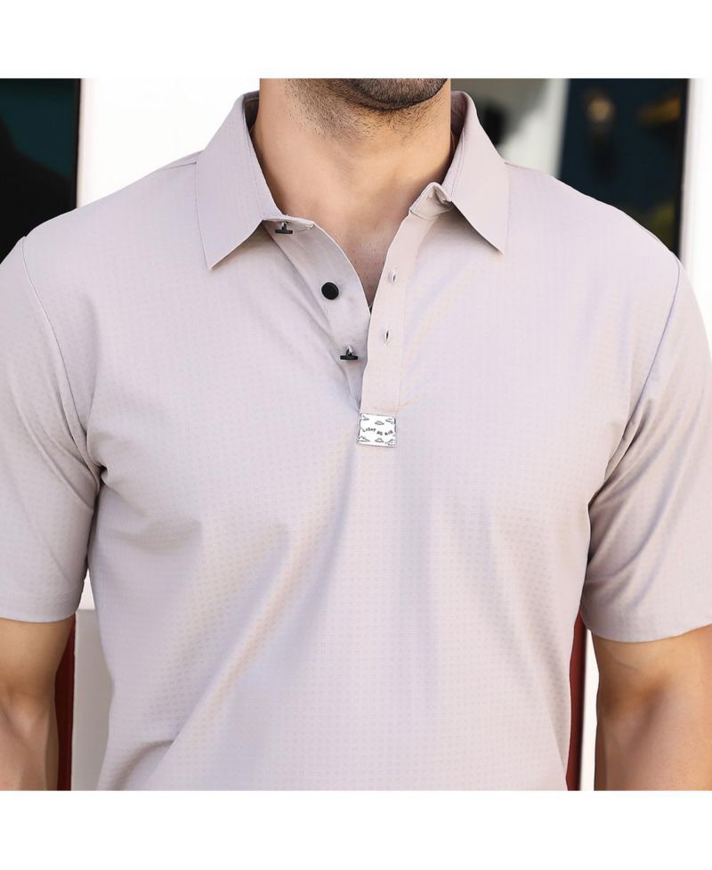 Men's Saltbox Beige Seamless Cuboid Polo T-Shirt