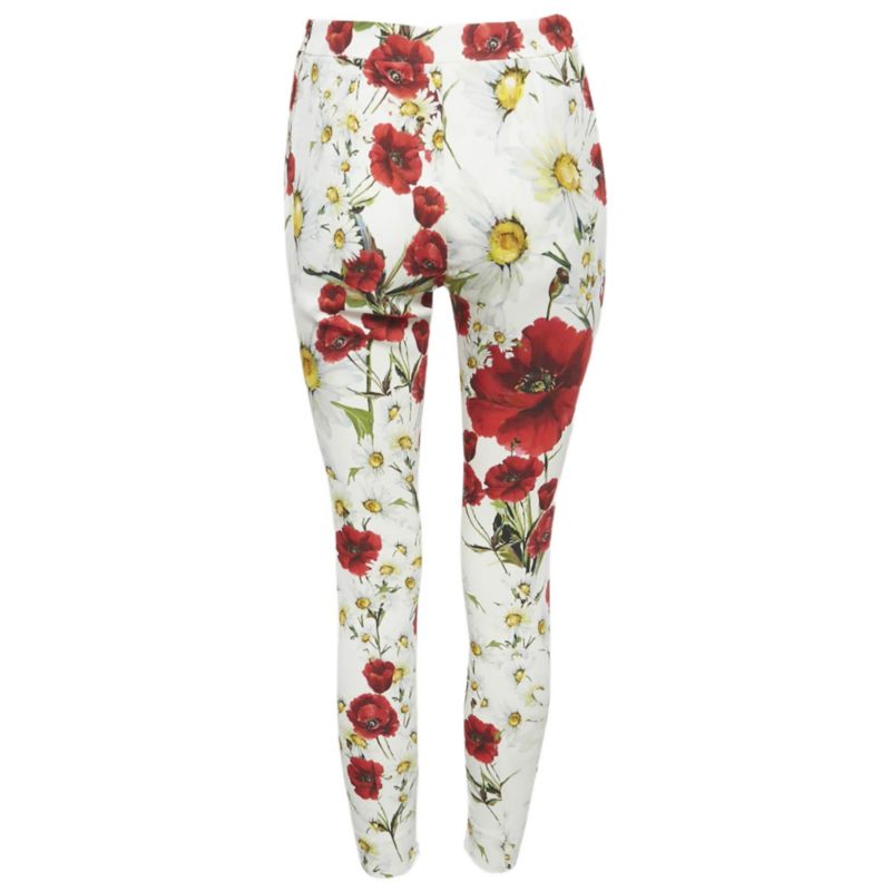 Women's White Floral Print Crepe Trousers