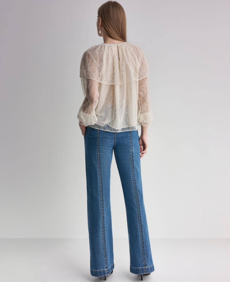 Women's Long-Sleeve Lace Cape Blouse