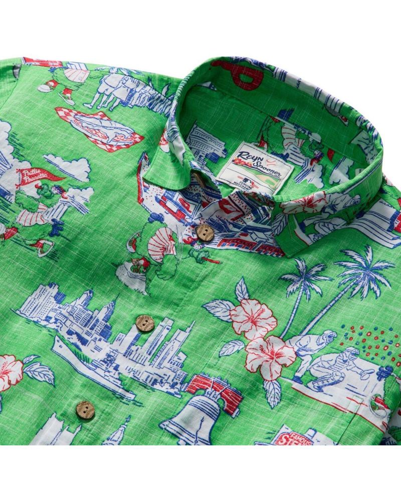 Men's Green Philadelphia Phillies Scenic Tri-Blend Button-Down Shirt