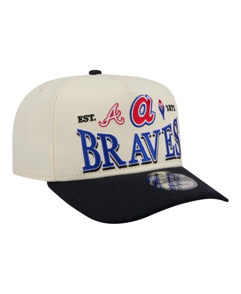 Men's Cream Atlanta Braves Throwback Tri-Hit A-Frame 9FIFTY Adjustable Hat