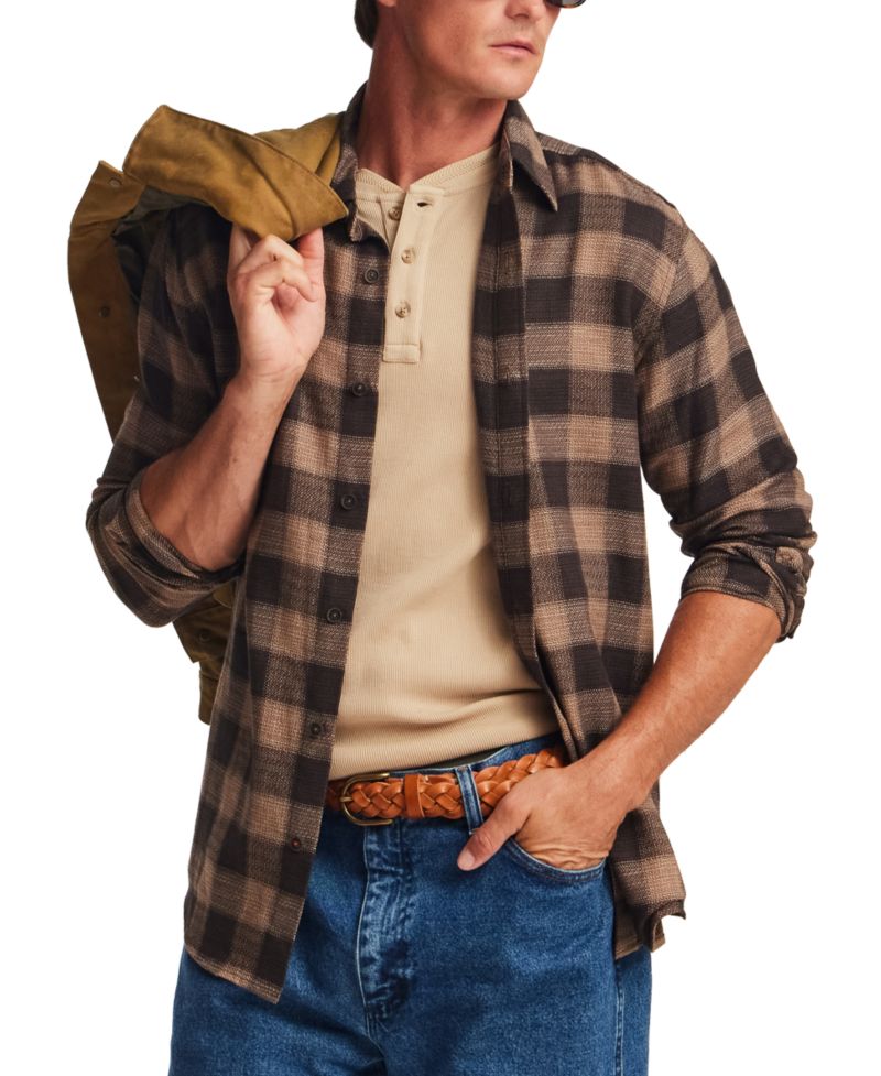 Men's Gauze Dobby Plaid Shirt