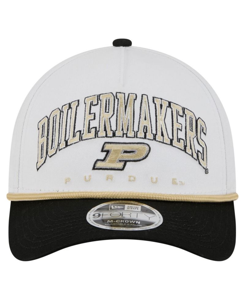 Men's White/Black Purdue Boilermakers Arch Two-Tone Rope 9FORTY A-Frame M-Crown Adjustable Hat