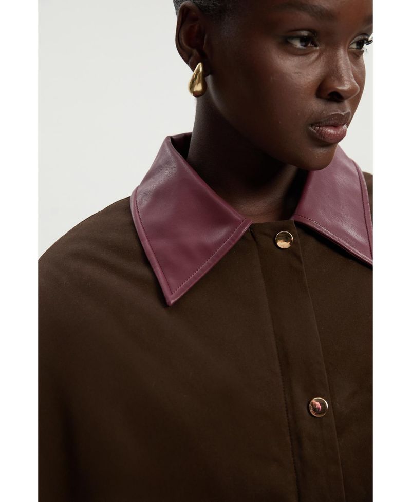 Quilted Contrast Collar Barn Jacket